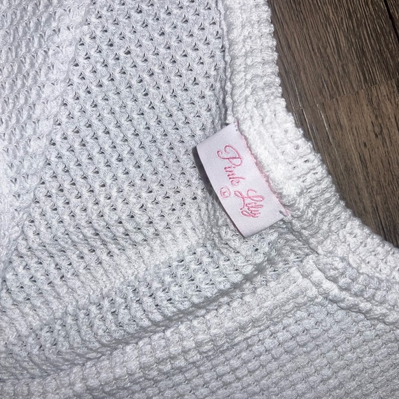 Pink Lily White Waffle Knit Sweater - Picture 1 of 3